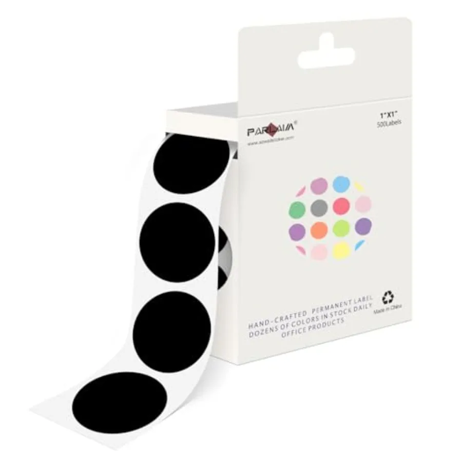 1 inch Black Dot Sticker 500Pcs Round Color Code Label Circle Dots with Hanging Box for Home Inventory Business
1 inch Black Dot Sticker 500Pcs Round Color Code Label Circle Dots with Hanging Box for Home Inventory Business