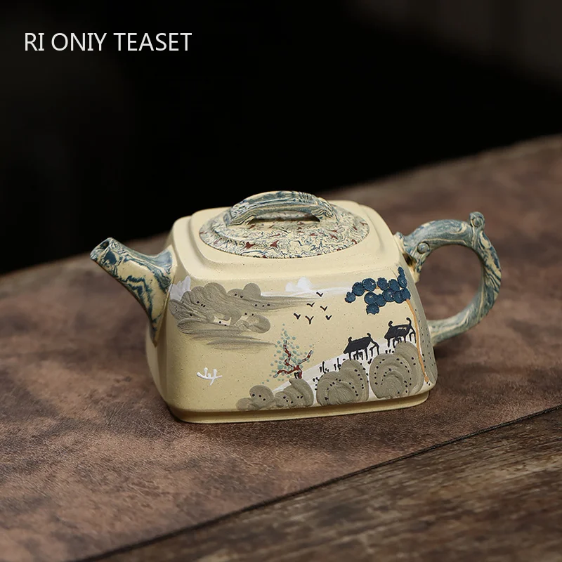 270ml Chinese Yixing Purple Clay Teapots Tradition Handmade Square Shape Landscape Pattern Tea Pot Zisha Kettle Teaware Tea Set
270ml Chinese Yixing Purple Clay Teapots Tradition Handmade Square Shape Landscape Pattern Tea Pot Zisha Kettle Teaware Tea Set