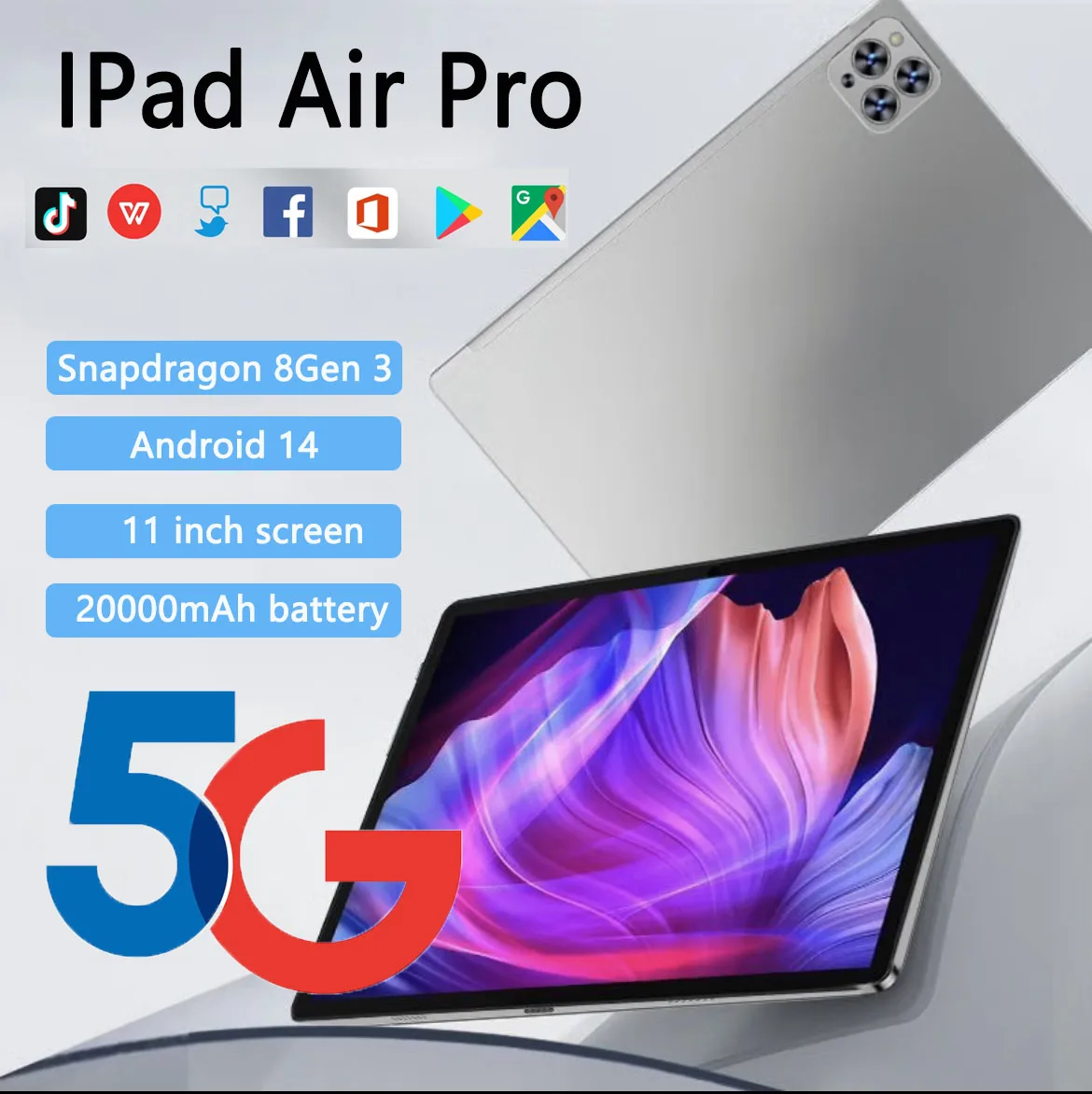 Hot Sale Global Version Tablets Pad Air Pro 11 Inch HD Original Tablet 5G WIFI 22GB 2T ROM Wifi Android PC Mi Google Play Tablet
Hot Sale Global Version Tablets Pad Air Pro 11 Inch HD Original Tablet 5G WIFI 22GB 2T ROM Wifi Android PC Mi Google Play Tablet