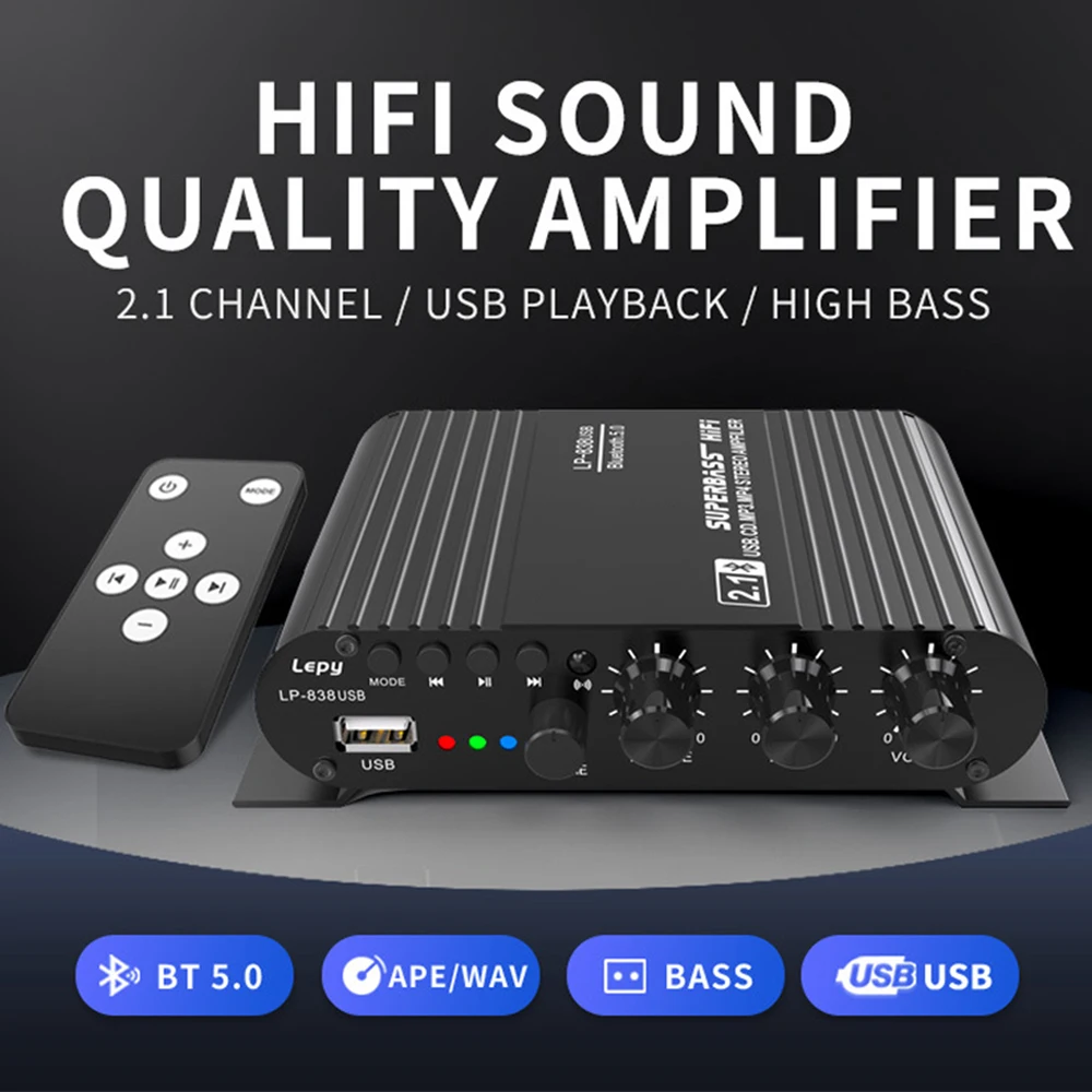 Усилитель LEPY838 Mini Audio HiFi Bluetooth 5.0 класса мощности, цифровой усилитель Tpa3116, домашняя аудиосистема 50 Вт * 2, морской USB/AUX вход
Усилитель LEPY838 Mini Audio HiFi Bluetooth 5.0 класса мощности, цифровой усилитель Tpa3116, домашняя аудиосистема 50 Вт * 2, морской USB/AUX вход