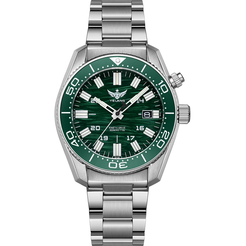 YELANG Men Diver Watch 40.5mm Military Kinetic Energy Wristwatch Sport Luminous Tubes 30ATM Waterproof Dual Calendar
YELANG Men Diver Watch 40.5mm Military Kinetic Energy Wristwatch Sport Luminous Tubes 30ATM Waterproof Dual Calendar