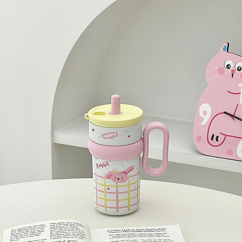 Cute Rabbit Design Thermal Cup with Straw Handle for Office Ladies Desktop Mug Water Cup Insulated Beverage Container
Cute Rabbit Design Thermal Cup with Straw Handle for Office Ladies Desktop Mug Water Cup Insulated Beverage Container