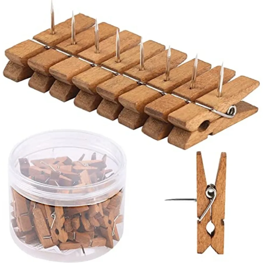 50 PCS Push Pin with Wooden Clips, Durable Wooden Push Pins, Decorative Pushpins Tacks Thumbtacks, Tacks for Cork Board Artwork
50 PCS Push Pin with Wooden Clips, Durable Wooden Push Pins, Decorative Pushpins Tacks Thumbtacks, Tacks for Cork Board Artwork