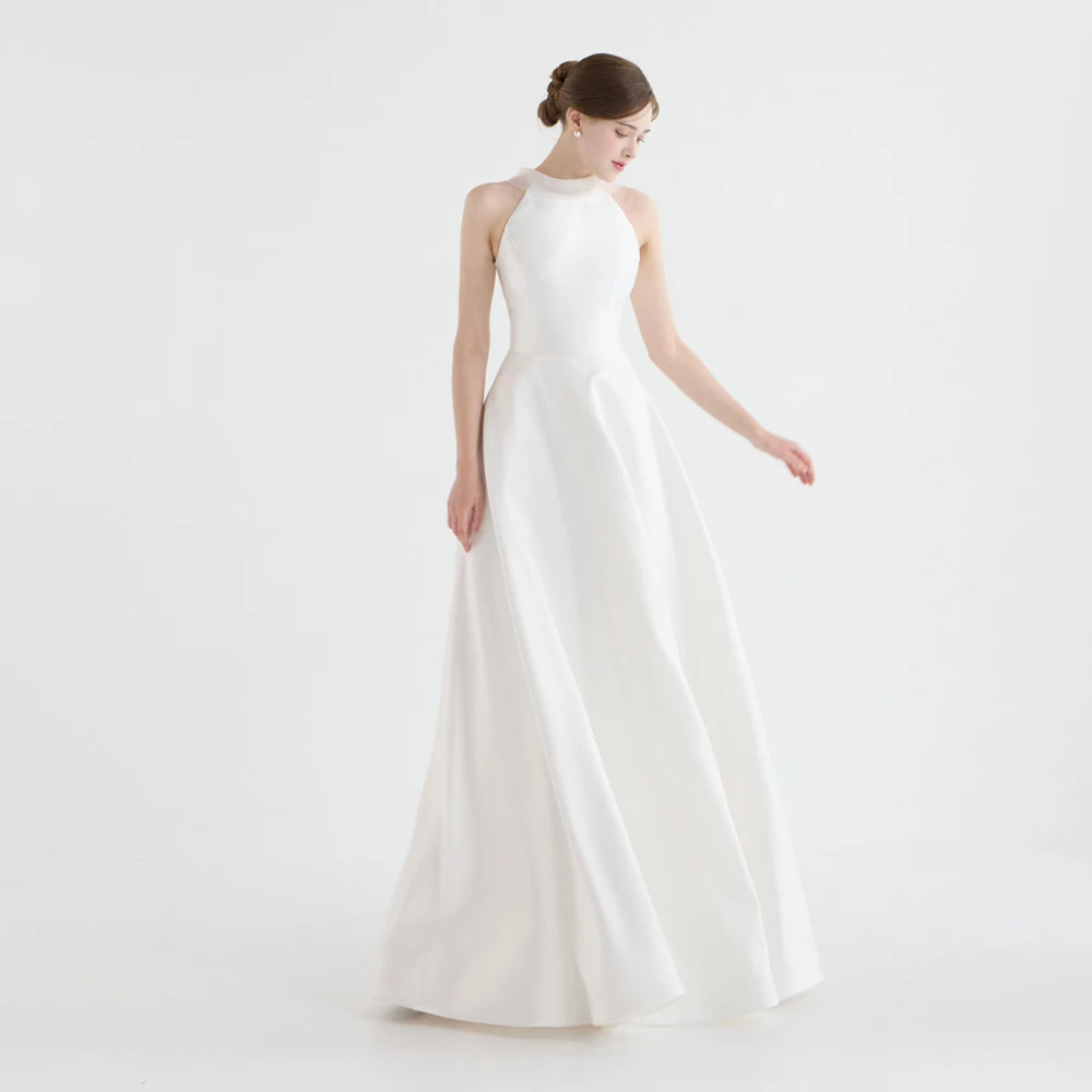 Elegant Sleeveless A Line Wedding Dress O Neck Floor Length Satin Bridal Photoshoot Dress Simple Bridal Party Dress TSWD801
Elegant Sleeveless A Line Wedding Dress O Neck Floor Length Satin Bridal Photoshoot Dress Simple Bridal Party Dress TSWD801