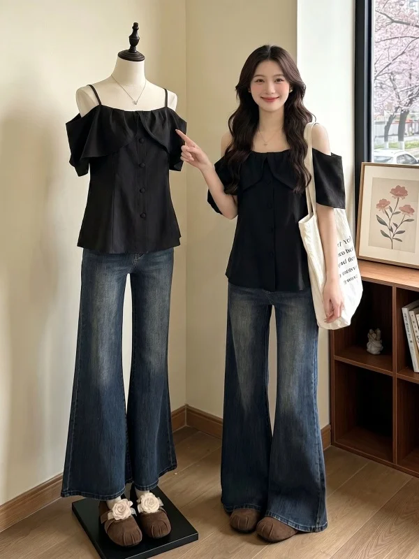 Elegant Black Lace Trim Shoulder Bridesmaid Shirt Women's plus Size Summer New Style Korean Version Loose Fit Short Sleeve
Elegant Black Lace Trim Shoulder Bridesmaid Shirt Women's plus Size Summer New Style Korean Version Loose Fit Short Sleeve
