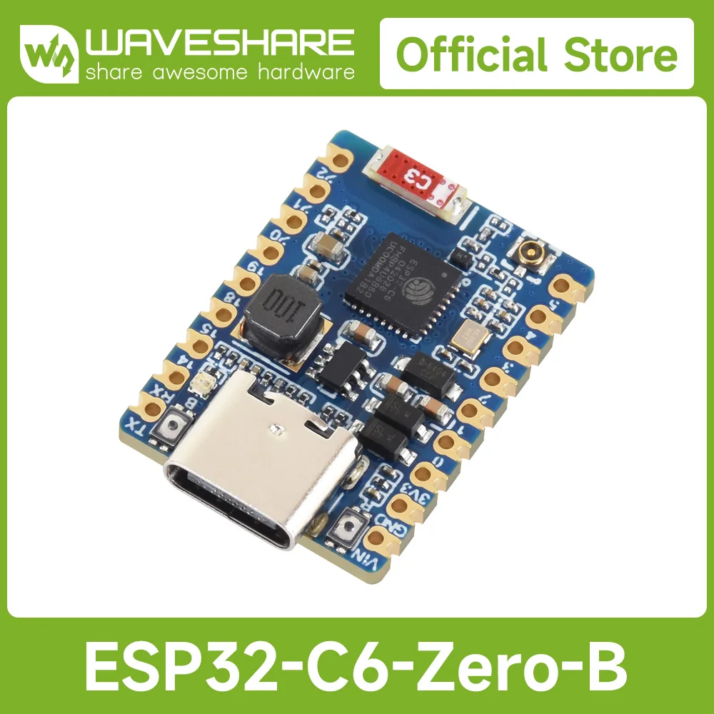 Waveshare ESP32-C6 Mini Wi-Fi 6 Development Board Type B, 5~36V Wide Voltage Power Supply, Supports Bluetooth 5, IEEE 802.15.4
Waveshare ESP32-C6 Mini Wi-Fi 6 Development Board Type B, 5~36V Wide Voltage Power Supply, Supports Bluetooth 5, IEEE 802.15.4