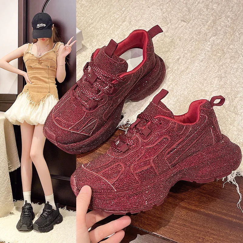 Trendy Diamond Decorated Dad Sneakers Women's Casual Wear Outdoor Fashionable Thick Bottom Sports Shoes Comfortable Breathable
Trendy Diamond Decorated Dad Sneakers Women's Casual Wear Outdoor Fashionable Thick Bottom Sports Shoes Comfortable Breathable