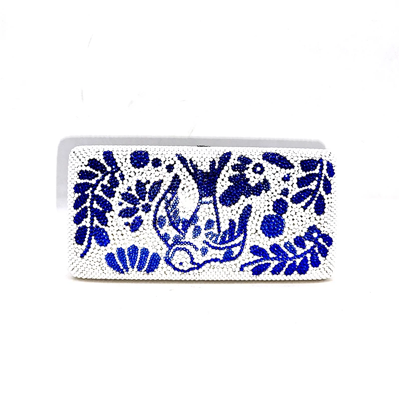 Elegant swallow Crystal bag Women Blue and White Crystal Clutch bag vintage Flora Crystal purse
Elegant swallow Crystal bag Women Blue and White Crystal Clutch bag vintage Flora Crystal purse
