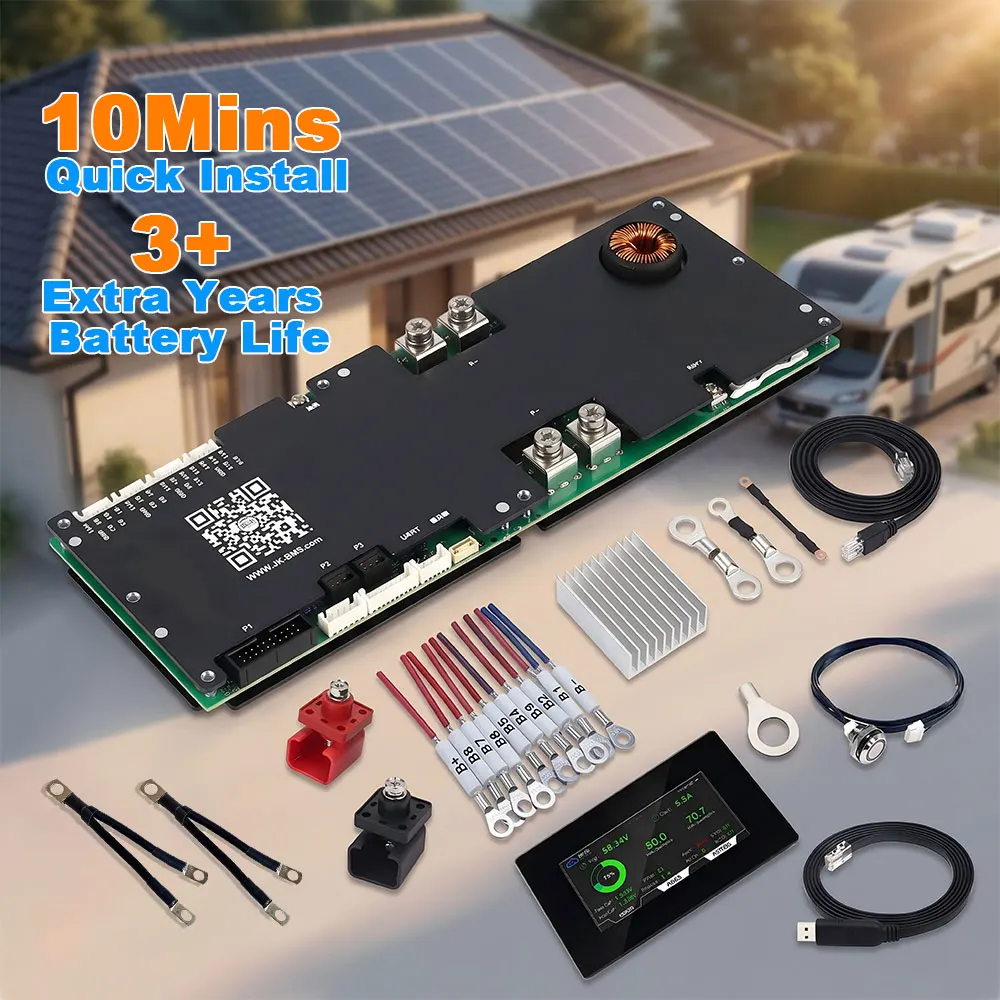 16S 48V 300A JK Smart Inverter BMS V19 with Display And Installation Kit For Lifepo4/Li-ion/LTO Home Energy Storage RV
16S 48V 300A JK Smart Inverter BMS V19 with Display And Installation Kit For Lifepo4/Li-ion/LTO Home Energy Storage RV