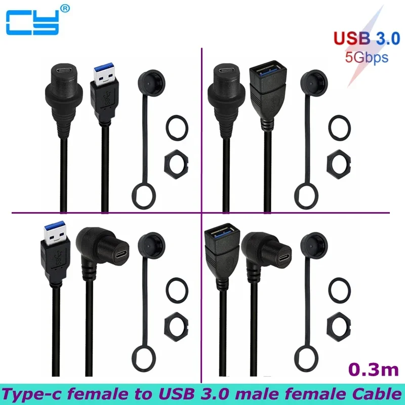 0.3m USB 3.0 A Male to USB 3.1 Type-c female Panel Embedded Waterproof Cable, Connected to The Dashboard Of Ships And Yachts
0.3m USB 3.0 A Male to USB 3.1 Type-c female Panel Embedded Waterproof Cable, Connected to The Dashboard Of Ships And Yachts