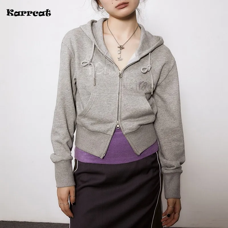 Karrcat Japanese Diamond Crop Hoodies Vintage Grunge Short Jacket Harajuku Korean Fashion Double Zipper Coat 90s Streetwear
Karrcat Japanese Diamond Crop Hoodies Vintage Grunge Short Jacket Harajuku Korean Fashion Double Zipper Coat 90s Streetwear