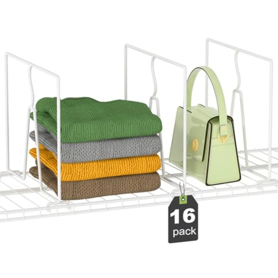 Wire Shelf Dividers for Closet: Tall 16 Pack 12-inch Deep Wire Rack Accessories - Adjustable Purse Organizer for Clothes Handba
Wire Shelf Dividers for Closet: Tall 16 Pack 12-inch Deep Wire Rack Accessories - Adjustable Purse Organizer for Clothes Handba