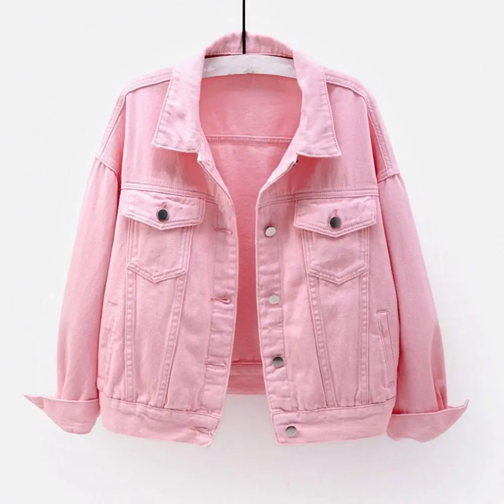 Women Jacket Solid Color Single-breasted Long Sleeves Flap Pockets Buttons Autumn Coat Loose Turn-down Collar Lady Jacket
Women Jacket Solid Color Single-breasted Long Sleeves Flap Pockets Buttons Autumn Coat Loose Turn-down Collar Lady Jacket