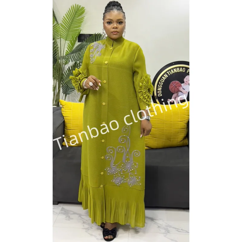 Applique Round Neck Long-sleeved Diamond Ruffled Temperament Plus Size Women Dress Miyake 2025 Summer New Fashion Casual Dresses
Applique Round Neck Long-sleeved Diamond Ruffled Temperament Plus Size Women Dress Miyake 2025 Summer New Fashion Casual Dresses