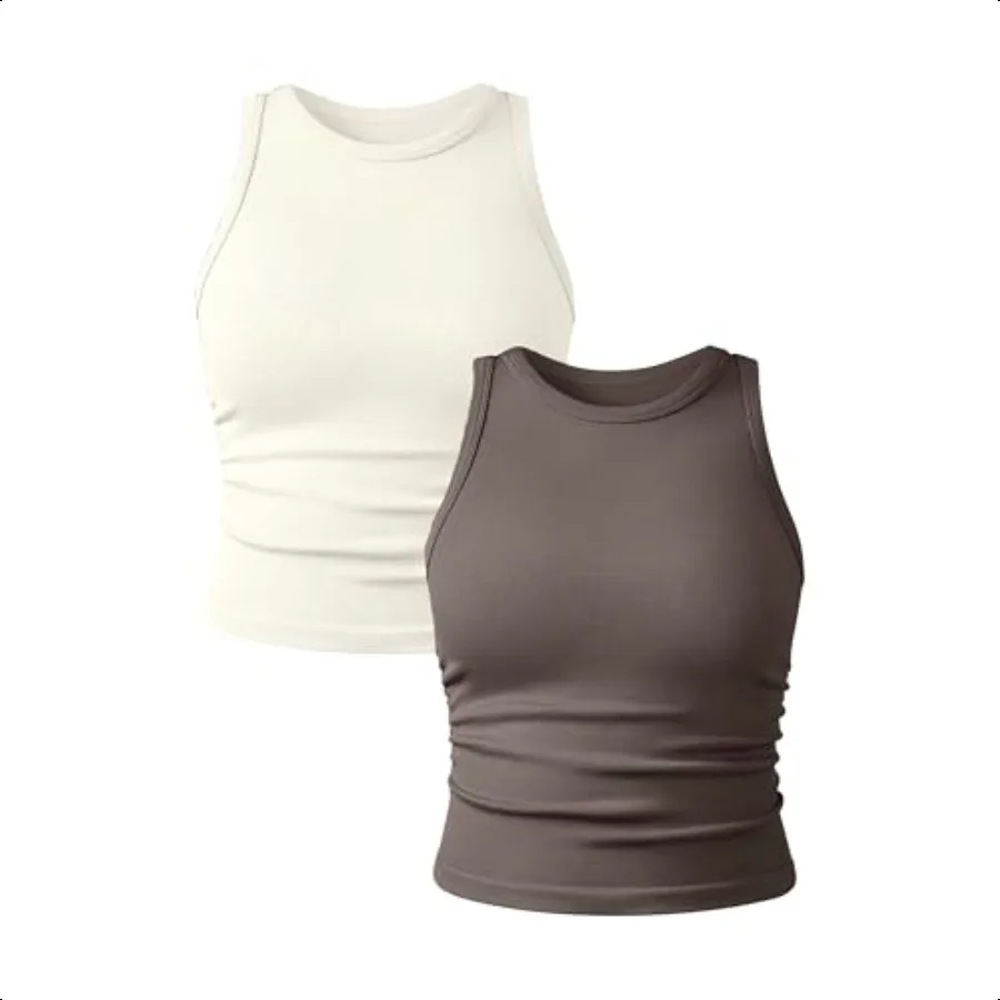 Women's 2 Pieces Basic Seaml Tank Tops Sleevel Crew Neck Workout Exercise Crop Camis
Women's 2 Pieces Basic Seaml Tank Tops Sleevel Crew Neck Workout Exercise Crop Camis