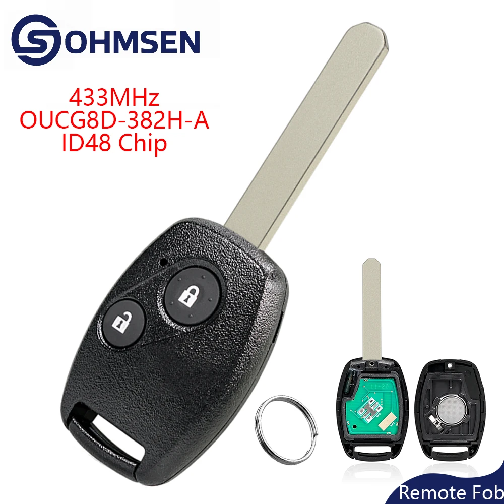 OHMSEN Remote Car Key Fob 2 Button 433Mhz For Honda Civic CRV Jazz HRV FRV S2000 Stream FCCID:OUCG8D-382H-A + ID48 Chip
OHMSEN Remote Car Key Fob 2 Button 433Mhz For Honda Civic CRV Jazz HRV FRV S2000 Stream FCCID:OUCG8D-382H-A + ID48 Chip