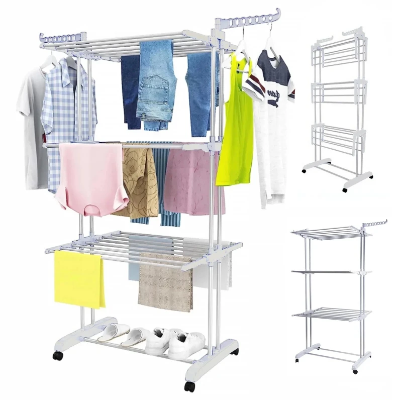 4-Tier Clothes Drying Rack Foldable Wings Dryer Clothes Space Saving Hanger Adjustable Large Garment Laundry Racks 2 Wing Hooks
4-Tier Clothes Drying Rack Foldable Wings Dryer Clothes Space Saving Hanger Adjustable Large Garment Laundry Racks 2 Wing Hooks