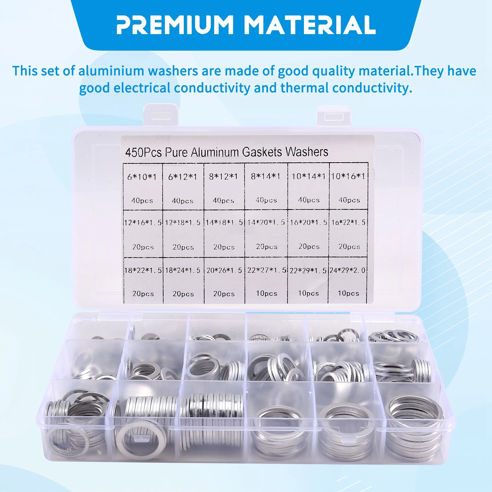 WORTHOWN-Aluminum Flat Gaskets Sealing Rings Washers Assorted Gasket Sealing Washer Assorted Metal Sealing Washer Assorted
WORTHOWN-Aluminum Flat Gaskets Sealing Rings Washers Assorted Gasket Sealing Washer Assorted Metal Sealing Washer Assorted