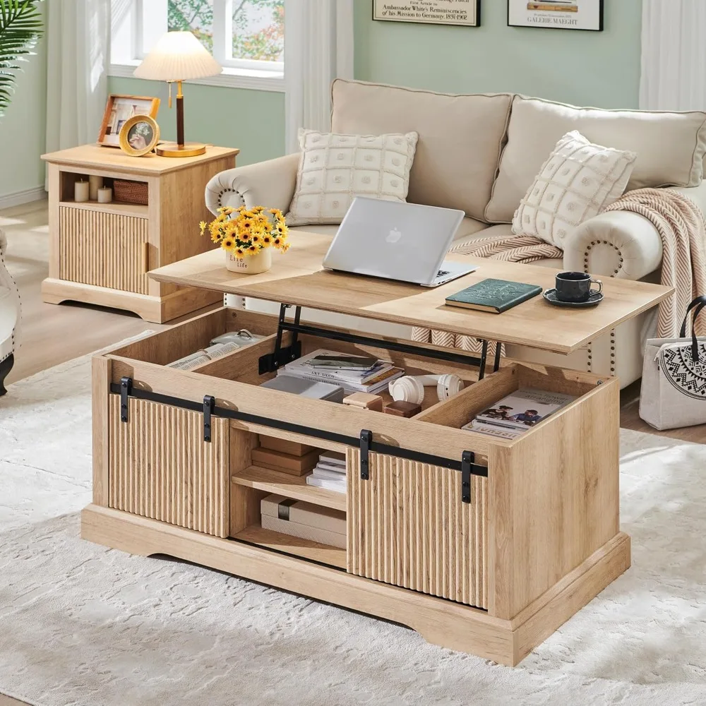 46" Fluted Lift Top Coffee Table with Sliding Door, Coffee Table Converts to Dining Table for Living Room, Office
46" Fluted Lift Top Coffee Table with Sliding Door, Coffee Table Converts to Dining Table for Living Room, Office