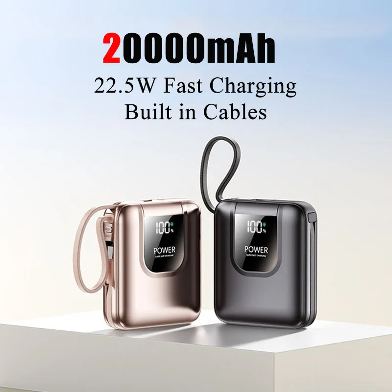 Мини-Power Bank, 20000 мАч, встроенные кабели, портативное зарядное устройство, внешний аккумулятор 22,5 Вт с быстрой зарядкой для iPhone 15 16 Xiaomi Powerbank
Мини-Power Bank, 20000 мАч, встроенные кабели, портативное зарядное устройство, внешний аккумулятор 22,5 Вт с быстрой зарядкой для iPhone 15 16 Xiaomi Powerbank