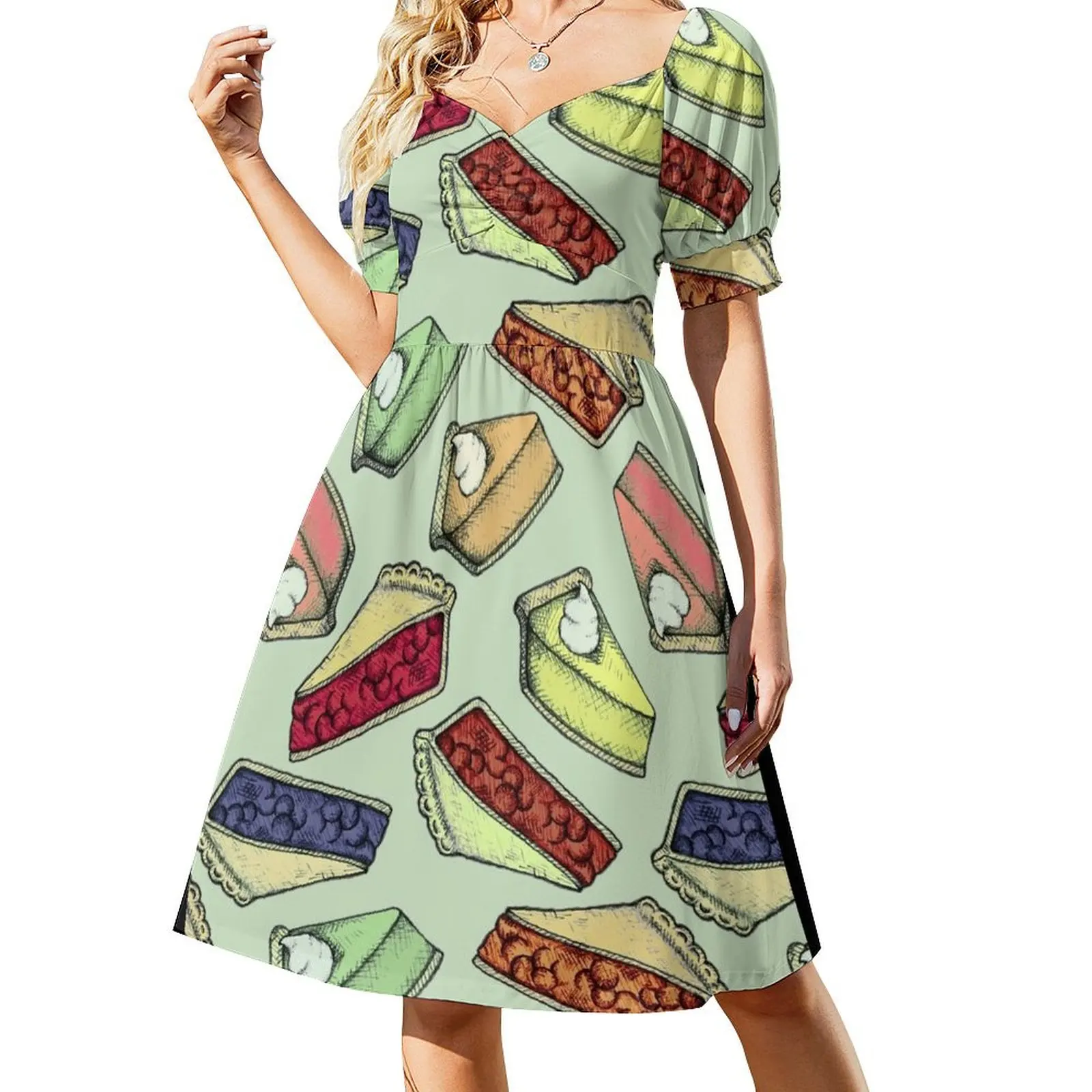 Easy As Pie - cute illustrations of pie on sage green Short-Sleeved Dress Dance dresses party dresses woman evening dress ladies
Easy As Pie - cute illustrations of pie on sage green Short-Sleeved Dress Dance dresses party dresses woman evening dress ladies