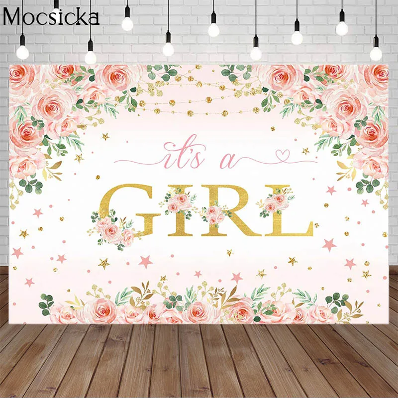 It's A Girl Theme Newborn Baptism Backdrops Pink Flowers Gold Star Decorative Banner Baby Shower Background Child Birthday Props
It's A Girl Theme Newborn Baptism Backdrops Pink Flowers Gold Star Decorative Banner Baby Shower Background Child Birthday Props
