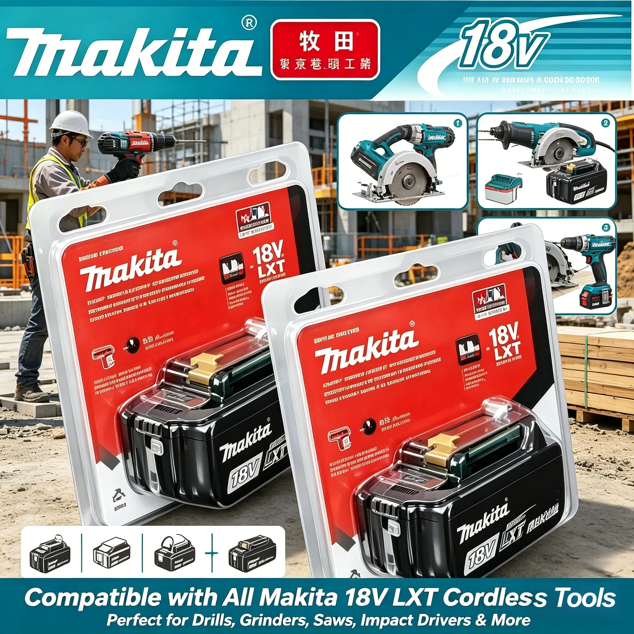 2026 Original Durable 18V 6.0Ah Lithium Battery Replacement for Makita LXT Series Multifunctional Electric Tool Battery Pack
2026 Original Durable 18V 6.0Ah Lithium Battery Replacement for Makita LXT Series Multifunctional Electric Tool Battery Pack