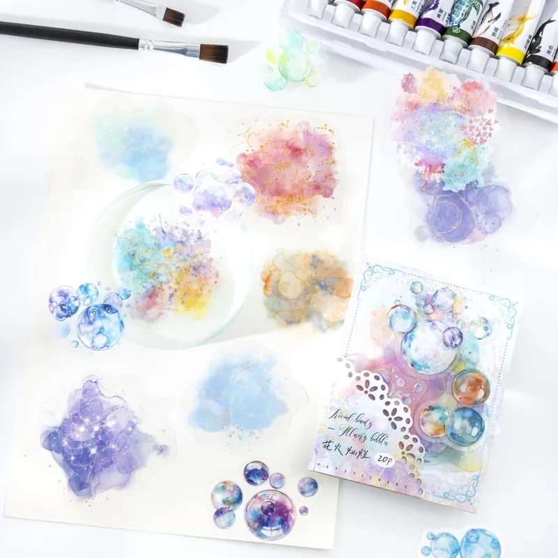 20Sheets PET Sticker Bubble Illusion Children Dairy Sticker watercolor Romantic Starburst Supplies stickers Scrapbook 130*90mm
20Sheets PET Sticker Bubble Illusion Children Dairy Sticker watercolor Romantic Starburst Supplies stickers Scrapbook 130*90mm