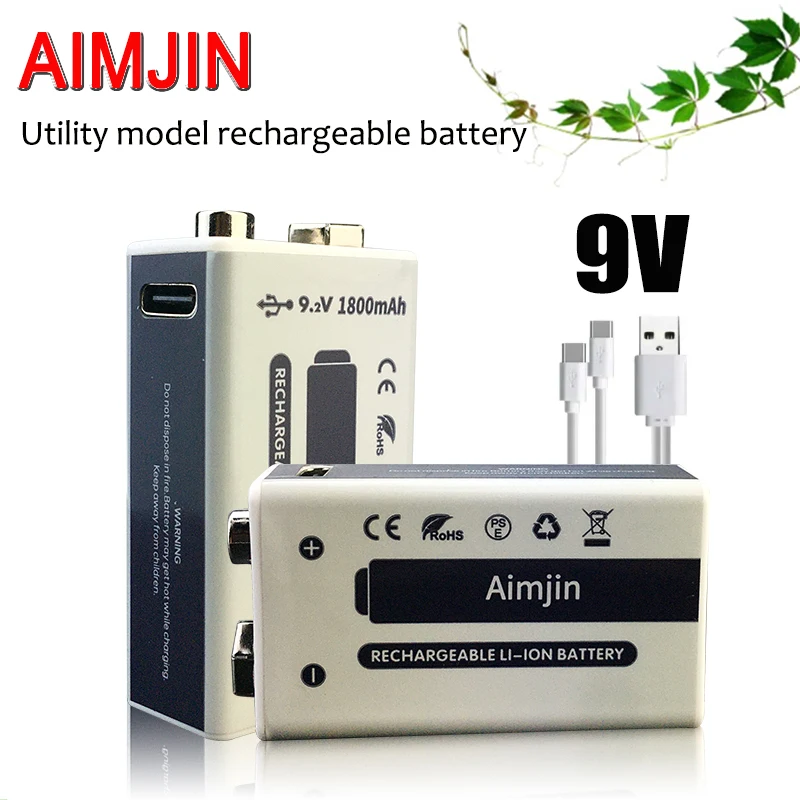 9V 1800mAh Li-ion Rechargeable Micro USB Battery 9.2v ,for Multimeter Microphone Toy Remote Control
9V 1800mAh Li-ion Rechargeable Micro USB Battery 9.2v ,for Multimeter Microphone Toy Remote Control