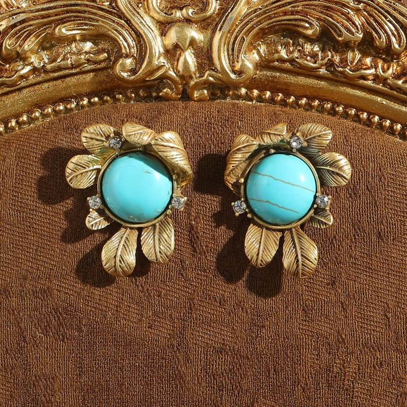 Vintage Turquoise Leaf Stud Earrings For Women Gold Color Natural Stone Jewelry Charms High Quality Party New Trending 2026 Gift
Vintage Turquoise Leaf Stud Earrings For Women Gold Color Natural Stone Jewelry Charms High Quality Party New Trending 2026 Gift