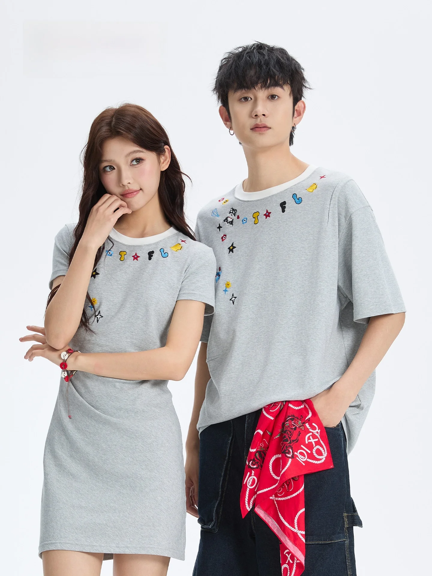 Couple's Embroidered Short Sleeve T-Shirt Dress Women's Casual Breathable Cotton Blend Mid-Waist Skirt Dress for Summer
Couple's Embroidered Short Sleeve T-Shirt Dress Women's Casual Breathable Cotton Blend Mid-Waist Skirt Dress for Summer