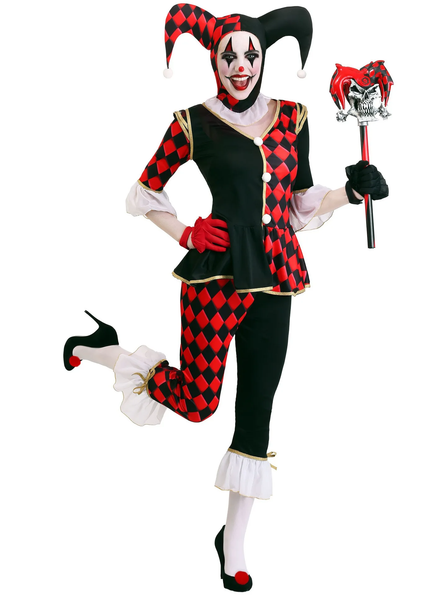 Scary Clown Cosplay Costume Halloween Party Evil Checkered Outfit MXL Re Animate Small Role Play Clothes Red Black Stripes
Scary Clown Cosplay Costume Halloween Party Evil Checkered Outfit MXL Re Animate Small Role Play Clothes Red Black Stripes
