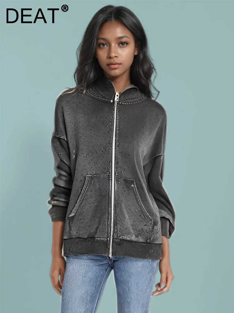 DEAT Fashion Vintage Women's Diamonds Hooded Sweatshirt 2024 Autumn Trendy Zipper Design Long Sleeve Loose Tops Female 29L7995
DEAT Fashion Vintage Women's Diamonds Hooded Sweatshirt 2024 Autumn Trendy Zipper Design Long Sleeve Loose Tops Female 29L7995