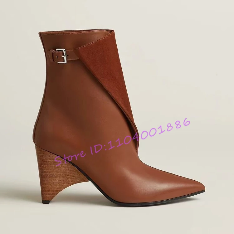 Suede Leather Patchwork Women Short Boots Sexy Pointy Toe Buckle Strange Heel Ankle Boots Fashion 8CM High Heels Shoes Big Size
Suede Leather Patchwork Women Short Boots Sexy Pointy Toe Buckle Strange Heel Ankle Boots Fashion 8CM High Heels Shoes Big Size