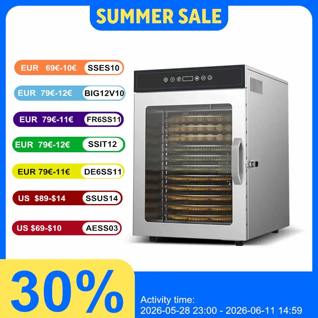 12 layer Food Dehydrator Food And Fruit Dryer Household Sliver Rotating Vegetable Meat Seafood Scented Tea Medicine Air Dryer
12 layer Food Dehydrator Food And Fruit Dryer Household Sliver Rotating Vegetable Meat Seafood Scented Tea Medicine Air Dryer