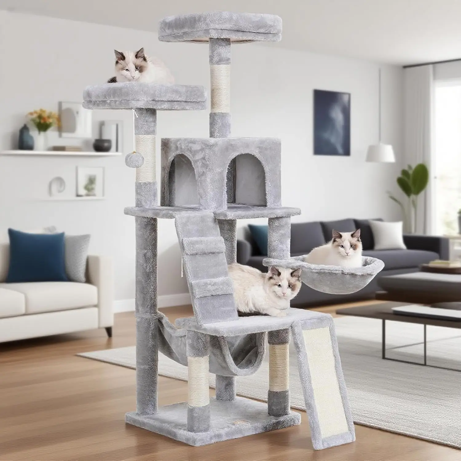 Multi-Level Cat Tower with Plush Perch, Cozy Basket & Scratching Board for Indoor Cats, Light Gray
Multi-Level Cat Tower with Plush Perch, Cozy Basket & Scratching Board for Indoor Cats, Light Gray