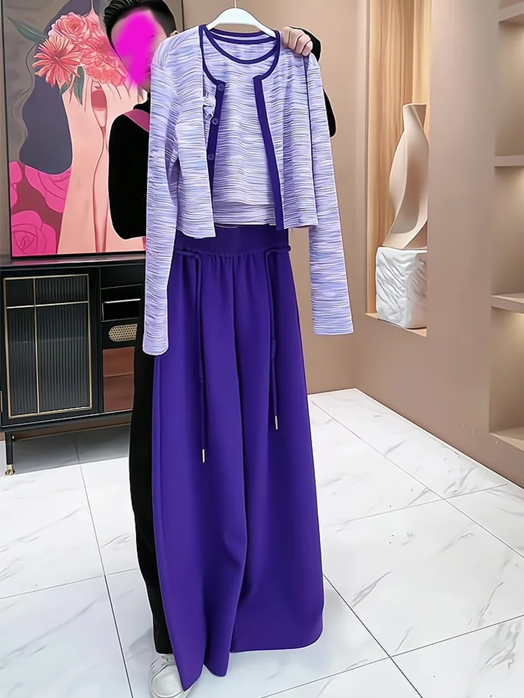 Fashionable Wide Leg Pants Set Women's Autumn Outfit Cardigan Inner Vest Three Piece Set Street Style Elegant Online Exclusive
Fashionable Wide Leg Pants Set Women's Autumn Outfit Cardigan Inner Vest Three Piece Set Street Style Elegant Online Exclusive