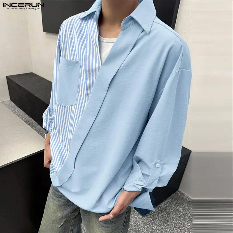 INCERUN Мужская рубашка в полоску в стиле пэчворк с лацканами и длинными рукавами Мужская одежда Уличная одежда в корейском стиле Модные рубашки оверсайз Повседневные топы
INCERUN Мужская рубашка в полоску в стиле пэчворк с лацканами и длинными рукавами Мужская одежда Уличная одежда в корейском стиле Модные рубашки оверсайз Повседневные топы