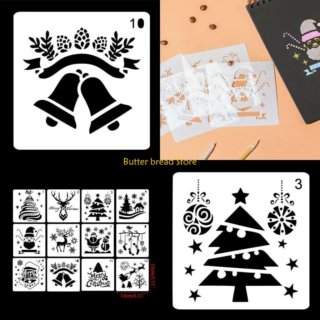 W89C Pack of 12 Small Hollow-out Christmas Painting PET Stencil Set DIY Graffiti Tool
W89C Pack of 12 Small Hollow-out Christmas Painting PET Stencil Set DIY Graffiti Tool