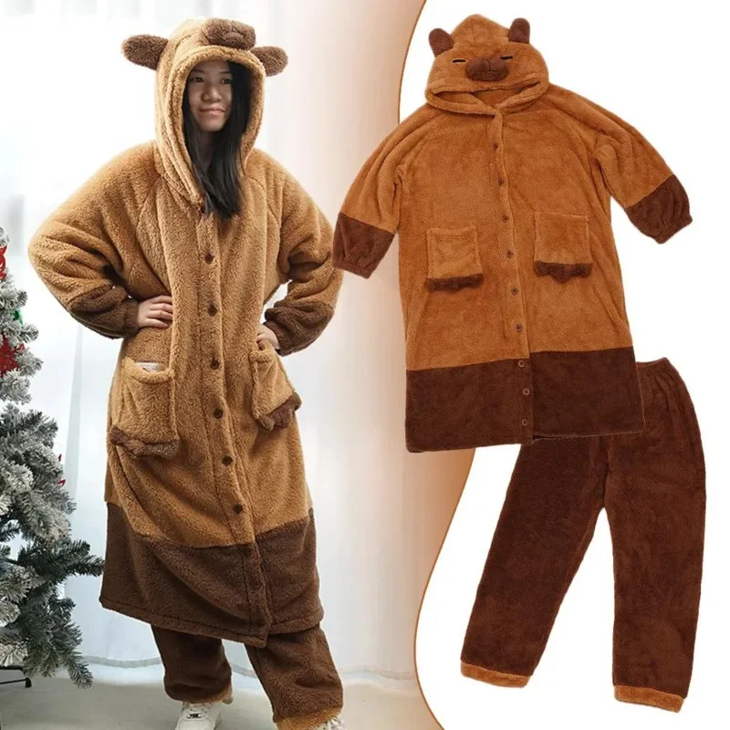 Cartoon Cute Capybara Pajamas Set Long Sleeved Thickening Winter Warm Soft Cute Animals Shape Blanket Cosplay Loose Pajamas Pant
Cartoon Cute Capybara Pajamas Set Long Sleeved Thickening Winter Warm Soft Cute Animals Shape Blanket Cosplay Loose Pajamas Pant