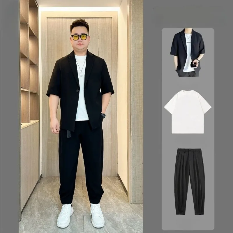 Korean Style Plus Size Men's 3 Piece Suit Set Short Sleeve Blazer Summer Lightweight Comfortable Mens Suit
Korean Style Plus Size Men's 3 Piece Suit Set Short Sleeve Blazer Summer Lightweight Comfortable Mens Suit