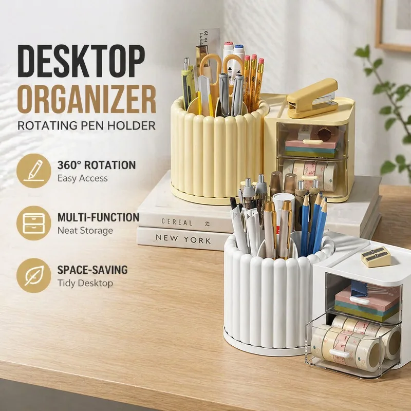 360° Spinning Desktop Shelf Dual-purpose Pen Container Cosmetic Caddy Student Dorm Essential Storage Case Lightweight Durable
360° Spinning Desktop Shelf Dual-purpose Pen Container Cosmetic Caddy Student Dorm Essential Storage Case Lightweight Durable
