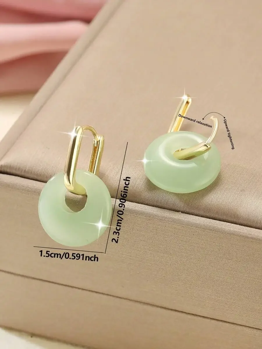 Copper Alloy Jade Round Hoop Earrings For Women Vintage Fashion Jewelry
Copper Alloy Jade Round Hoop Earrings For Women Vintage Fashion Jewelry
