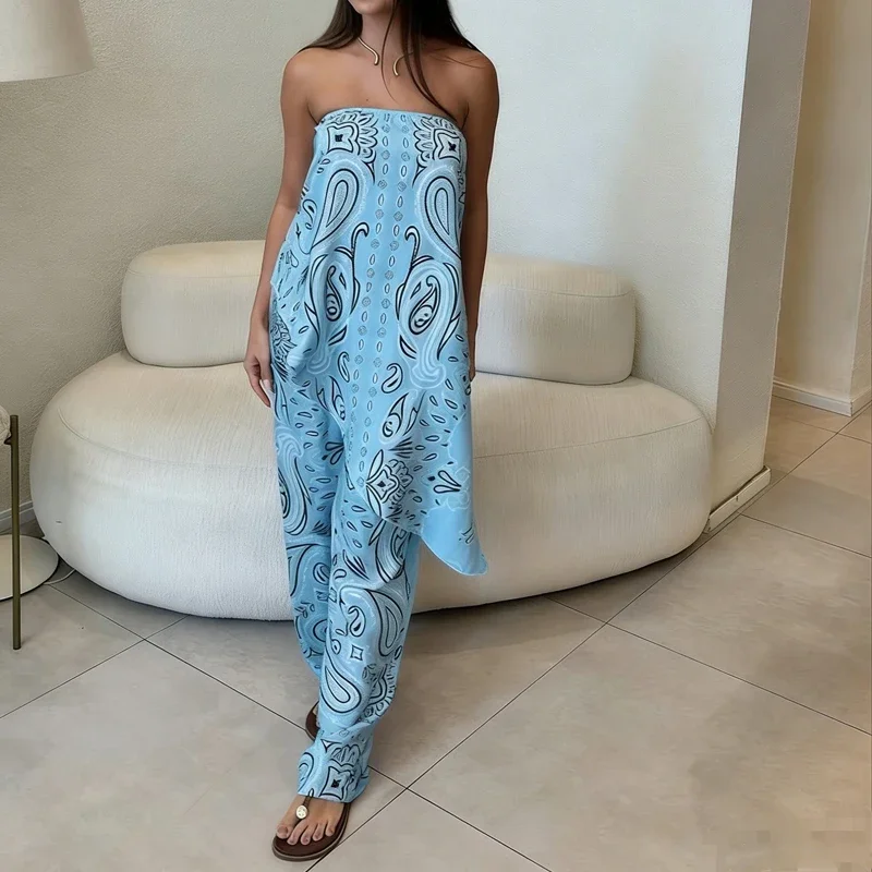 Elegant Women Simple Set Fashion Tube Top Pattern Printed Irregular Tops&Pants Sets Summer Hawaii Casual Vacation Two Piece Sets
Elegant Women Simple Set Fashion Tube Top Pattern Printed Irregular Tops&Pants Sets Summer Hawaii Casual Vacation Two Piece Sets