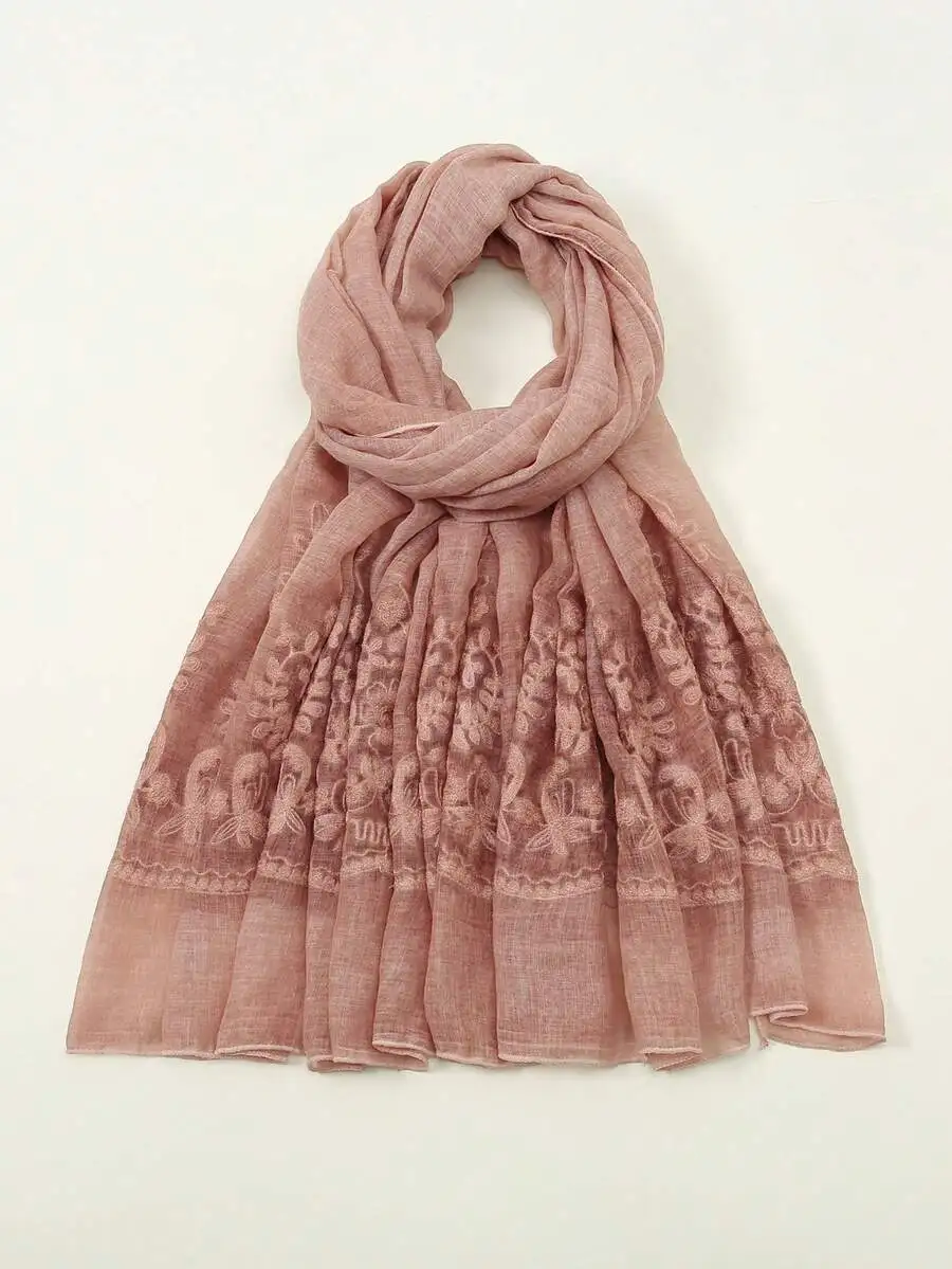Womens Solid Color Embroidered Scarf For Daily Casual Wear
Womens Solid Color Embroidered Scarf For Daily Casual Wear