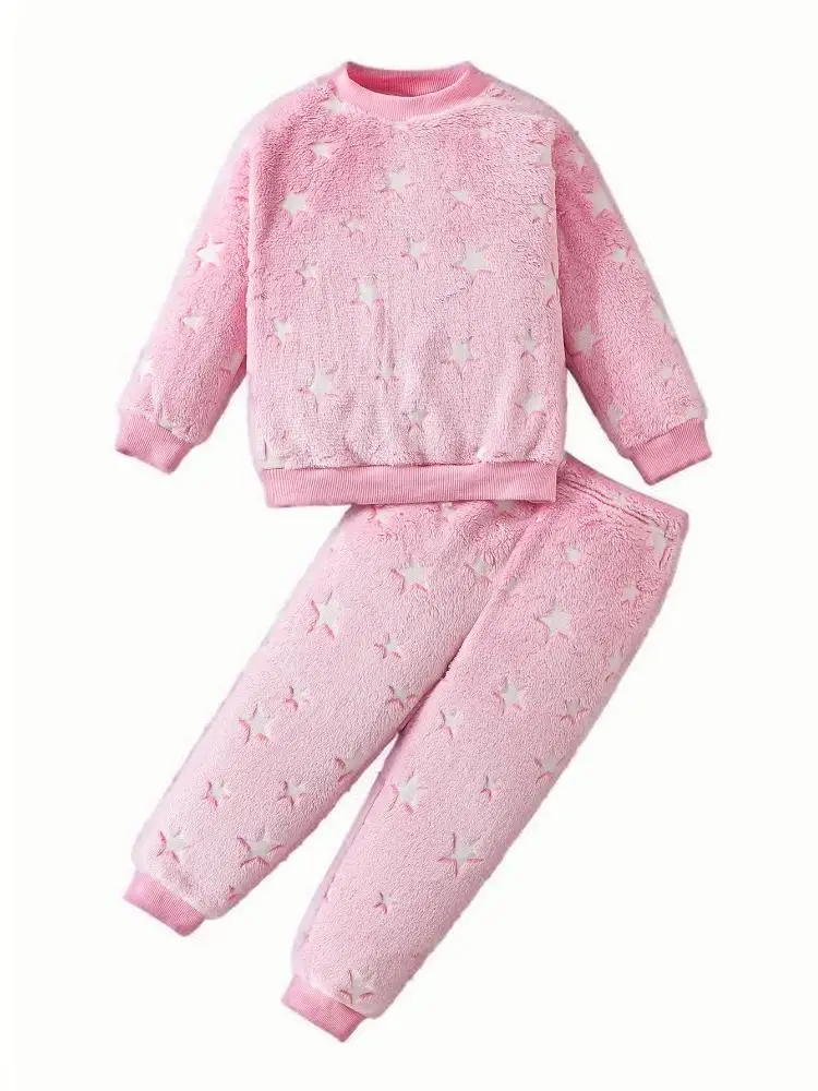 Новый осенний модный и удобный костюм для девочек с круглым вырезом и розовым рисунком звезд домашняя одежда 
Новый осенний модный и удобный костюм для девочек с круглым вырезом и розовым рисунком звезд домашняя одежда