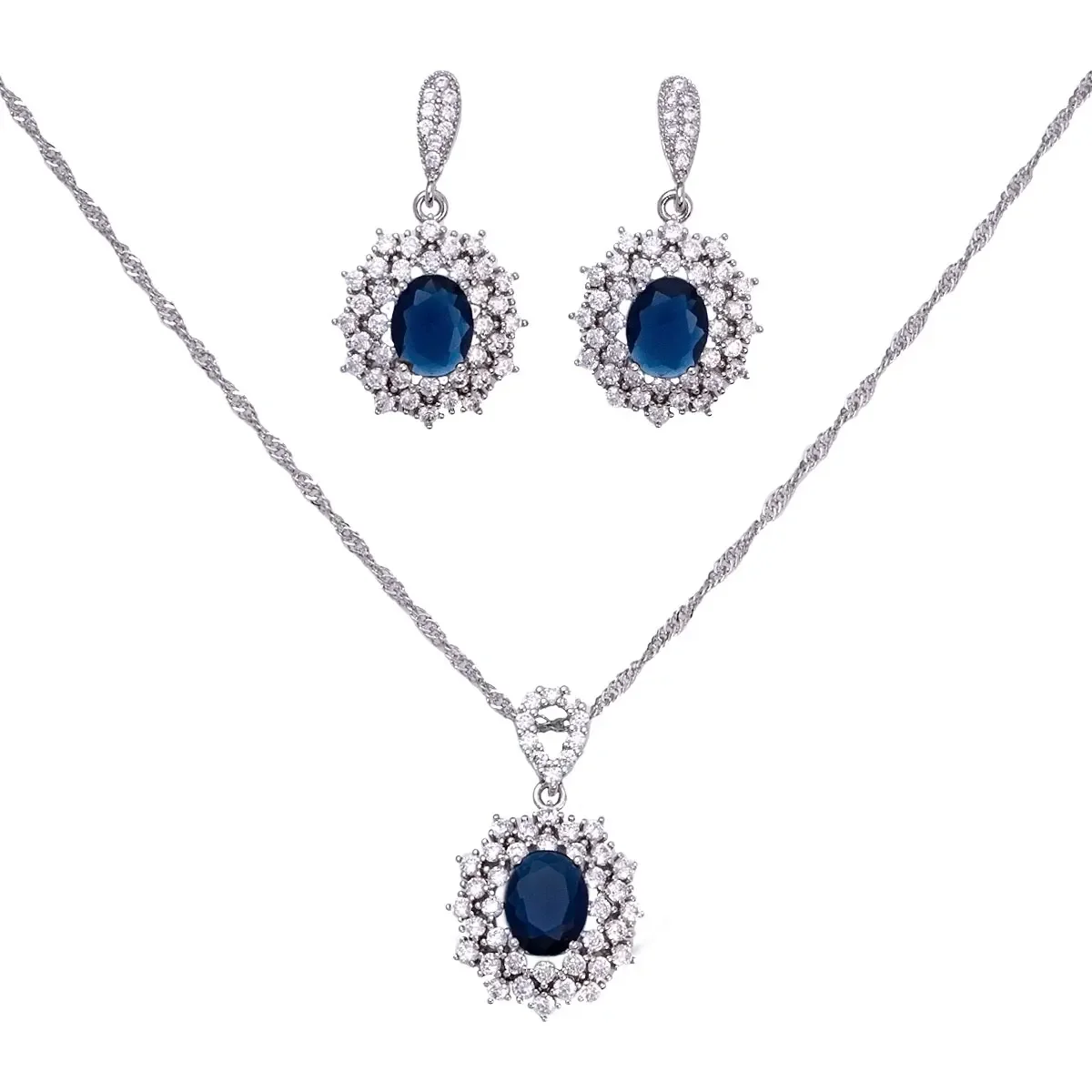 Zirconia sapphire pendant and Earrings set temperament high-grade light luxury earrings & necklaces
Zirconia sapphire pendant and Earrings set temperament high-grade light luxury earrings & necklaces