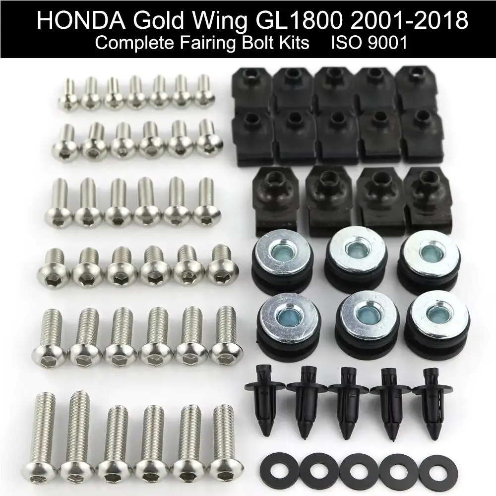 Complete Full Fairing Bolt Kit Screws Clips Speed Nuts Stainless Steel GL1800 GOLDWING 2001 2002 2003 2004 2005-2018 For Honda
Complete Full Fairing Bolt Kit Screws Clips Speed Nuts Stainless Steel GL1800 GOLDWING 2001 2002 2003 2004 2005-2018 For Honda