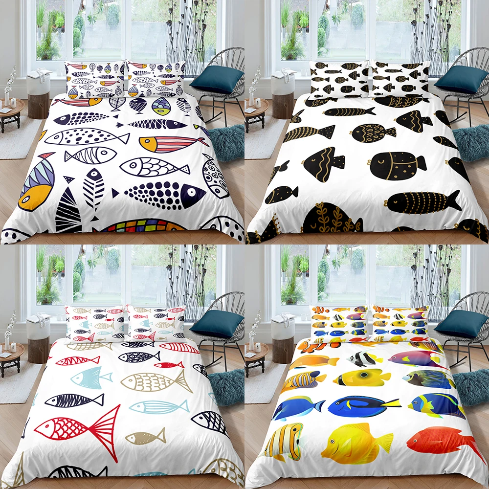 Home Textiles Luxury 3D Colorful Fish Duvet Cover Set Pillowcase Animal Bedding Set Queen and King Size Comforter Bedding Sets
Home Textiles Luxury 3D Colorful Fish Duvet Cover Set Pillowcase Animal Bedding Set Queen and King Size Comforter Bedding Sets