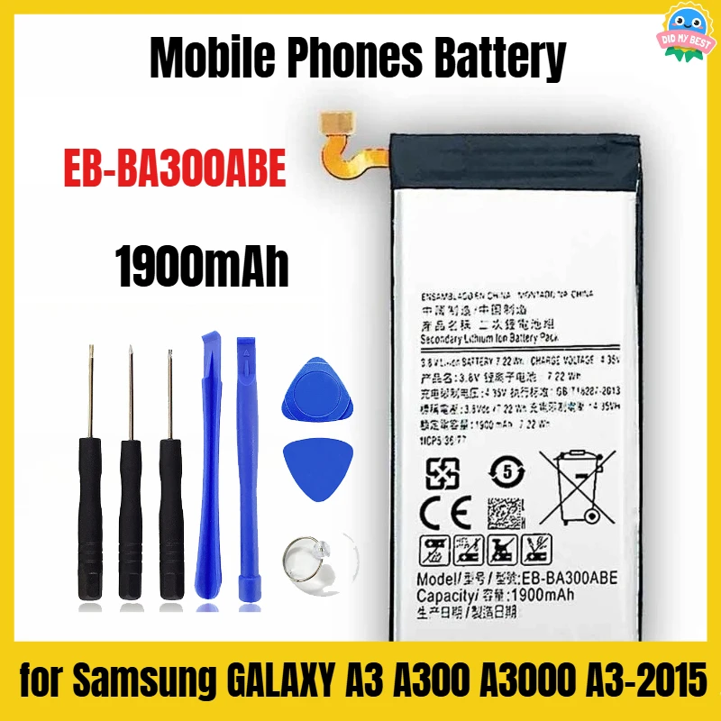 1900mAh for Samsung GALAXY A3 A300 A3000 A3-2015 EB-BA300ABE Mobile Phones Battery
1900mAh for Samsung GALAXY A3 A300 A3000 A3-2015 EB-BA300ABE Mobile Phones Battery